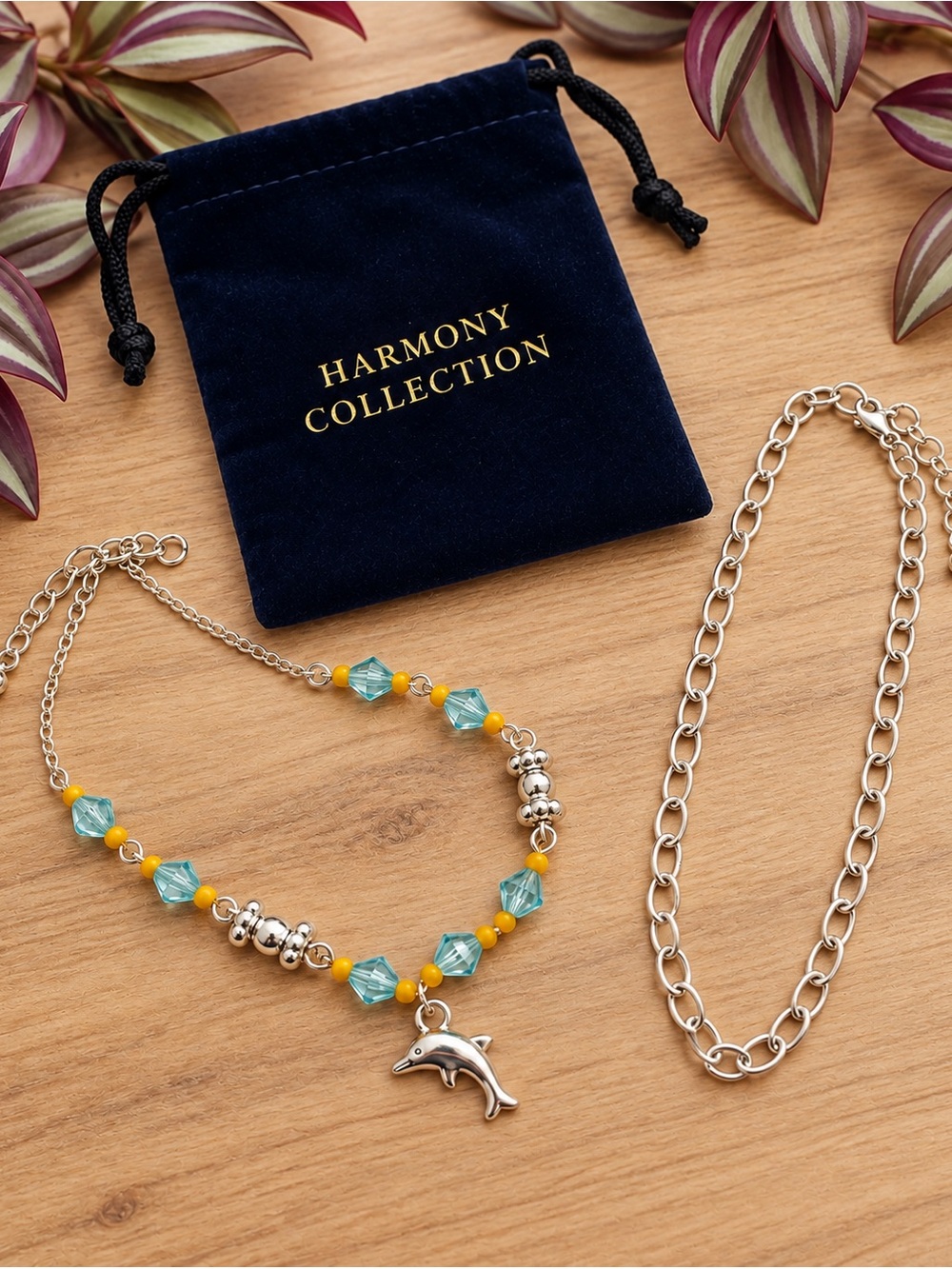 Harmony Collection 2-Piece Dolphin Anklet Set (BR1 PO)